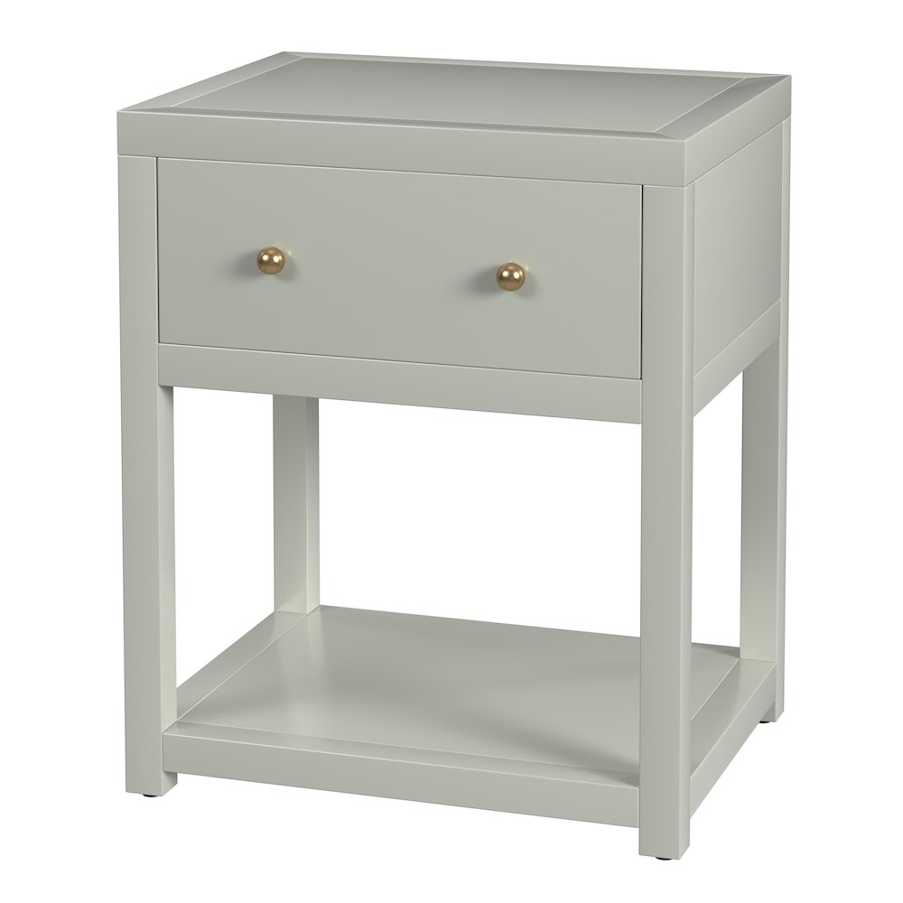 Nora 21 in. W Wood 1 Drawer Small Nightstand with Shelf, Sage Green. Picture 1