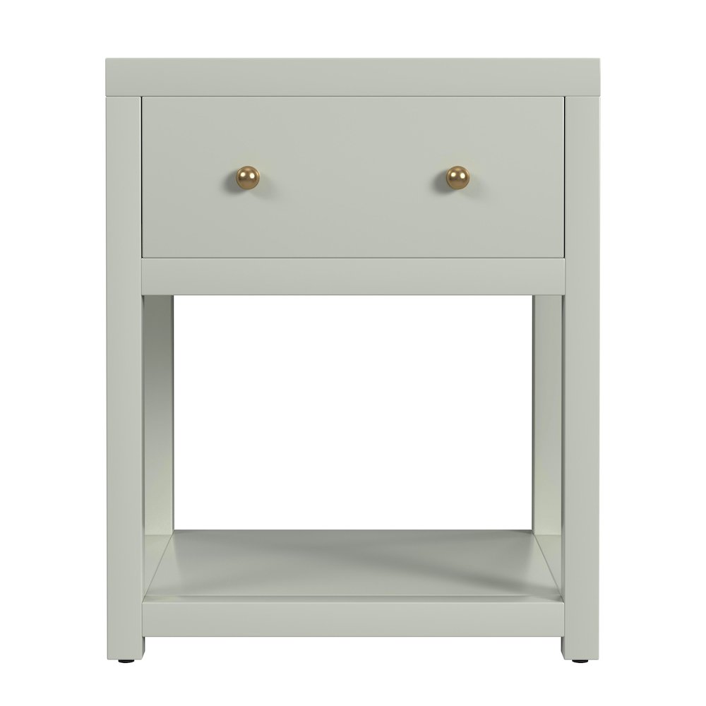 Nora 21 in. W Wood 1 Drawer Small Nightstand with Shelf, Sage Green. Picture 4