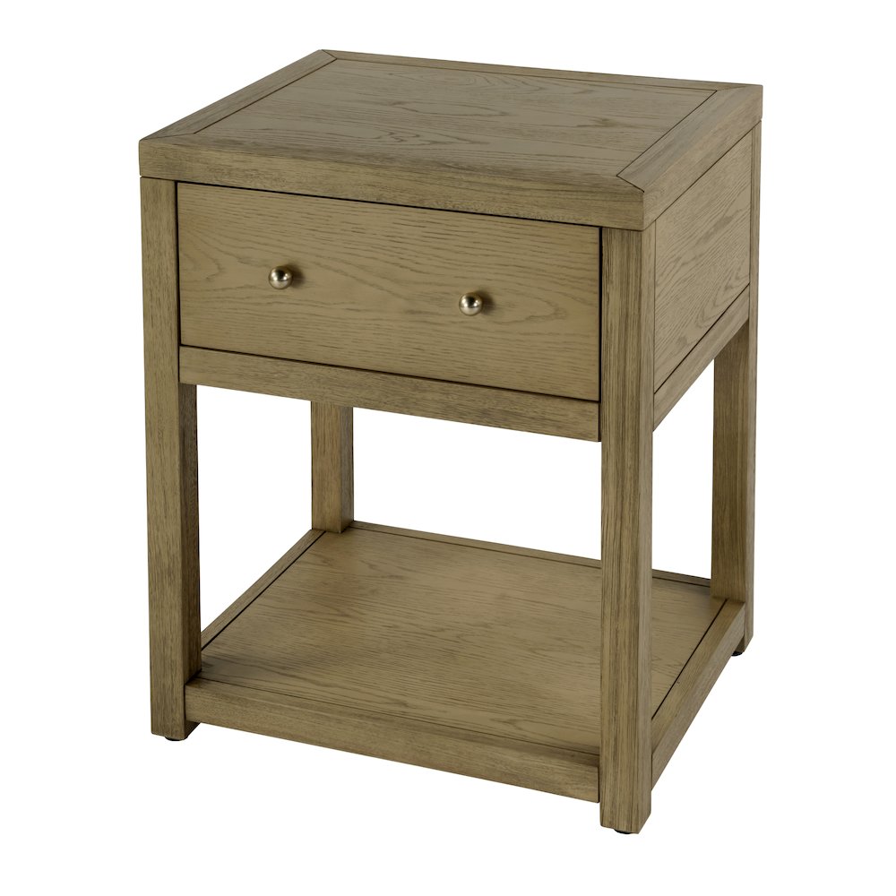 21 in. W Rectangular Wood 1 Drawer Small Nightstand with Lower Open Shelf. Picture 1