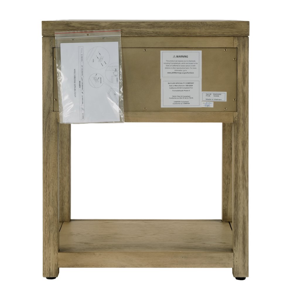 21 in. W Rectangular Wood 1 Drawer Small Nightstand with Lower Open Shelf. Picture 3