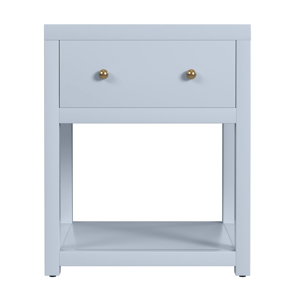 Nora 21 in. W Wood 1 Drawer Small Nightstand with Shelf, Light Blue. Picture 4