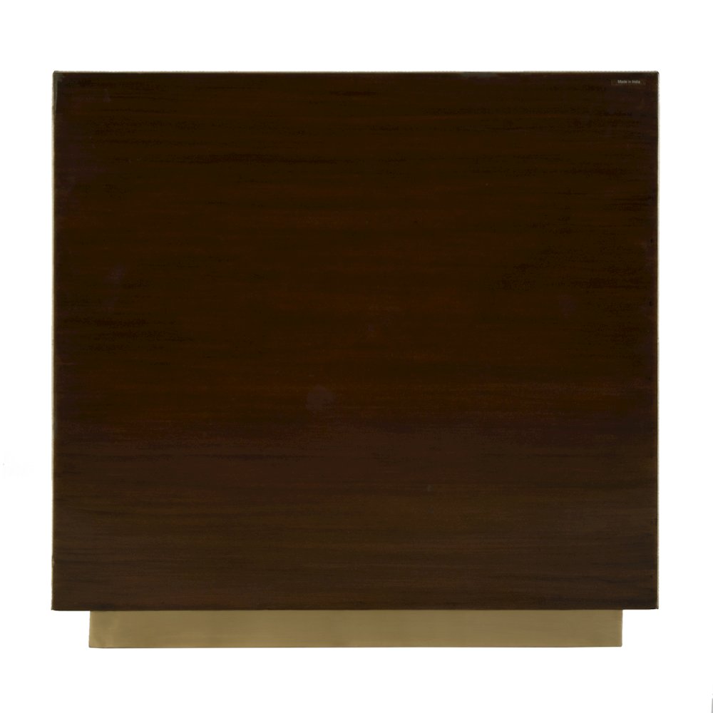 Medera 32 in. W Wood and Leather 2 Door Accent Cabinet, Gold. Picture 6