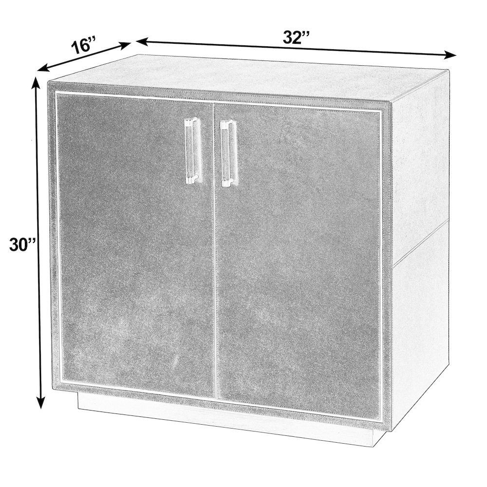 Medera 32 in. W Wood and Leather 2 Door Accent Cabinet, Gold. Picture 2