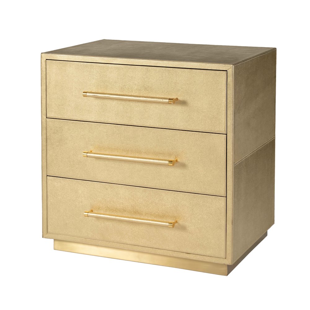 Medera 28 in. W Rectangular 3 Drawer Accent Chest, Gold. Picture 1