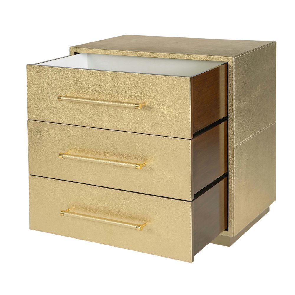 Medera 28 in. W Rectangular 3 Drawer Accent Chest, Gold. Picture 3