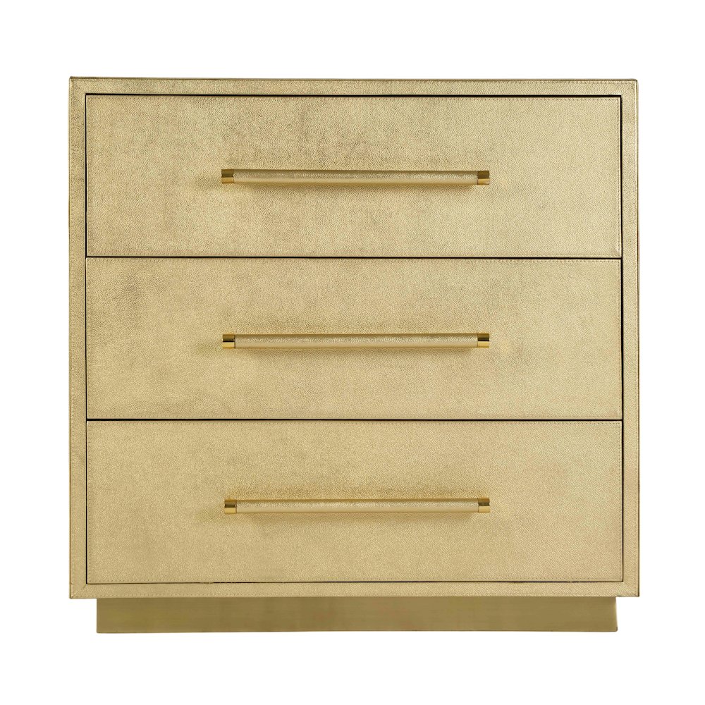 Medera 28 in. W Rectangular 3 Drawer Accent Chest, Gold. Picture 4