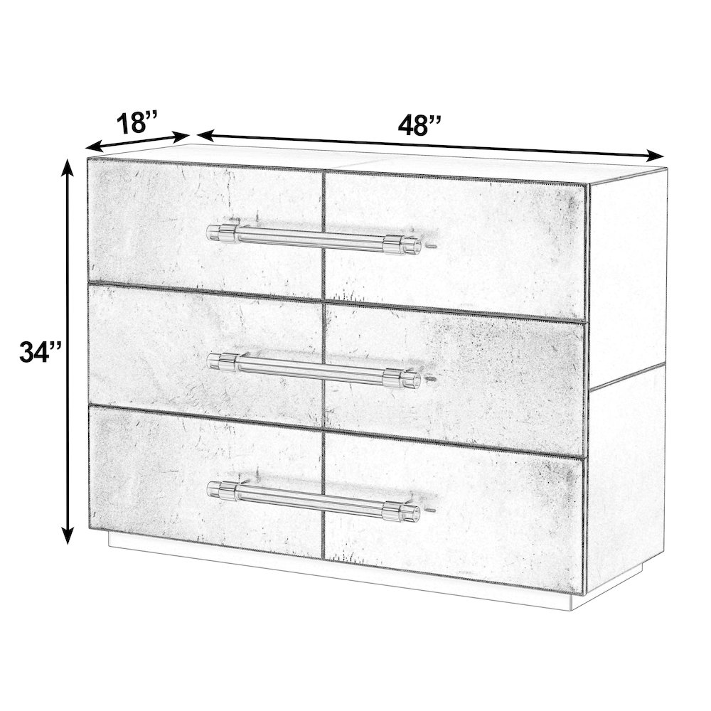 Allman 48 in. W Wood and Leather 3 Drawer Accent Chest, Silver. Picture 3