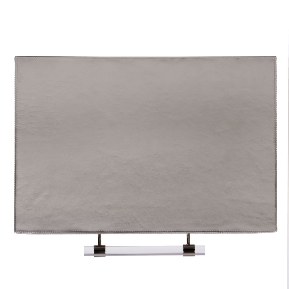 Allman 24 in. W Wood and Leather 1 Drawer Nightstand, Silver. Picture 6