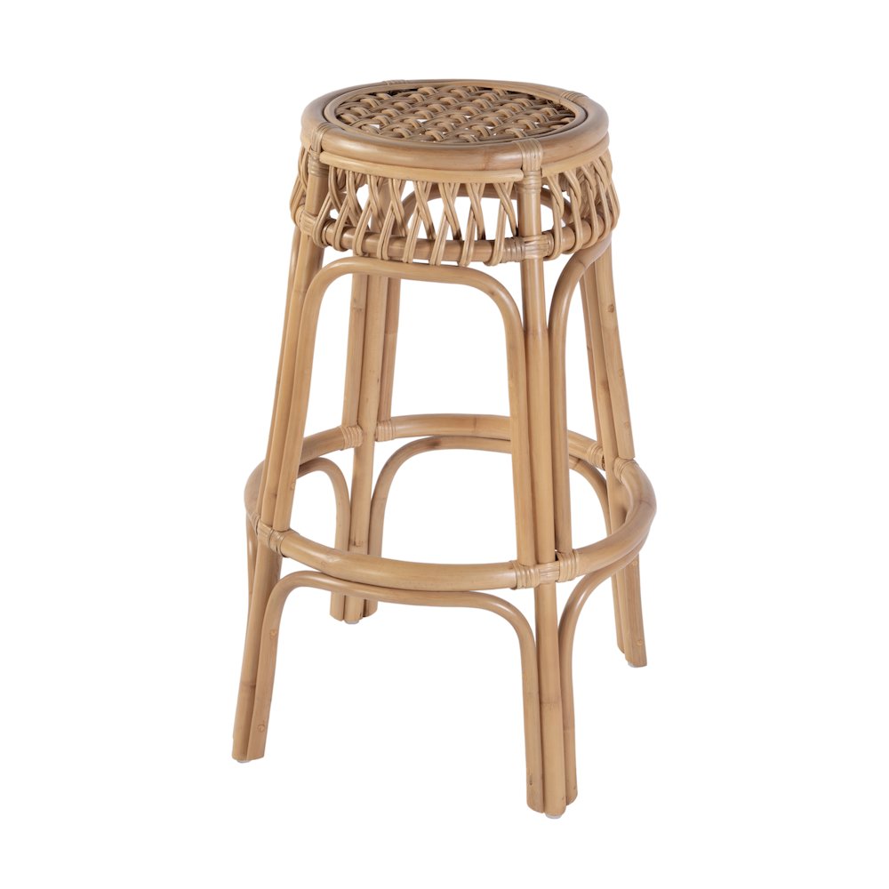 Antigua 30.5" Seat Height Round Rattan Bar Stool, Natural. Picture 1
