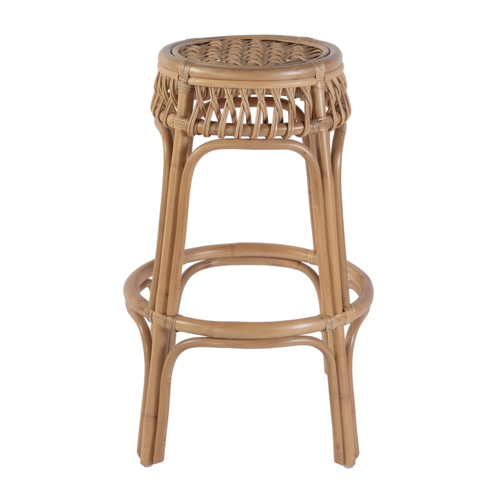 Antigua 30.5" Seat Height Round Rattan Bar Stool, Natural. Picture 3