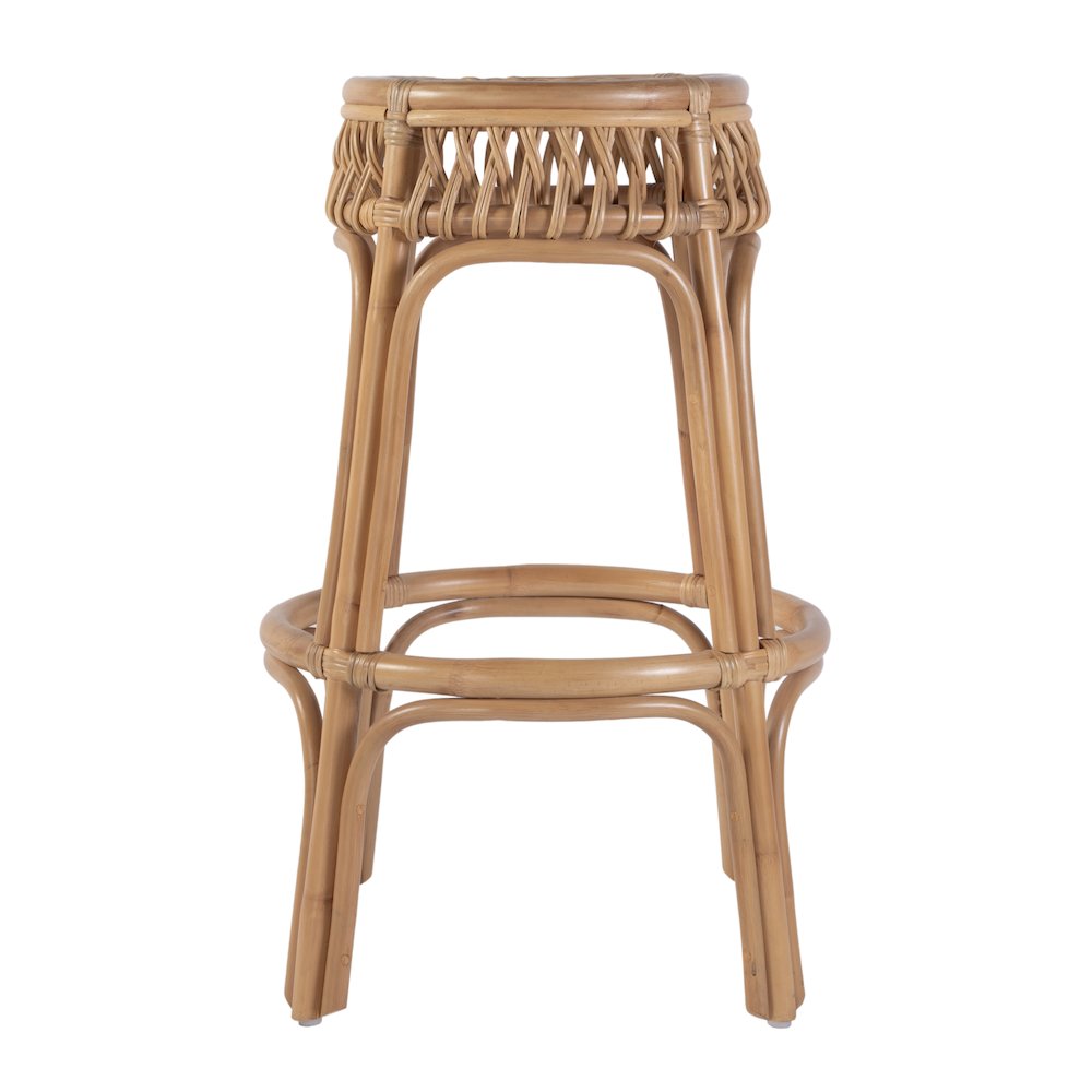 Antigua 30.5" Seat Height Round Rattan Bar Stool, Natural. Picture 4