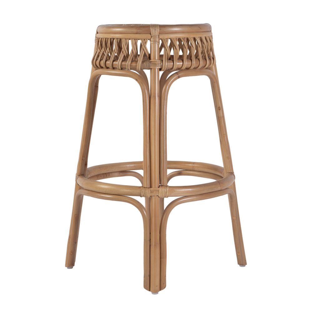Antigua 30.5" Seat Height Round Rattan Bar Stool, Natural. Picture 5