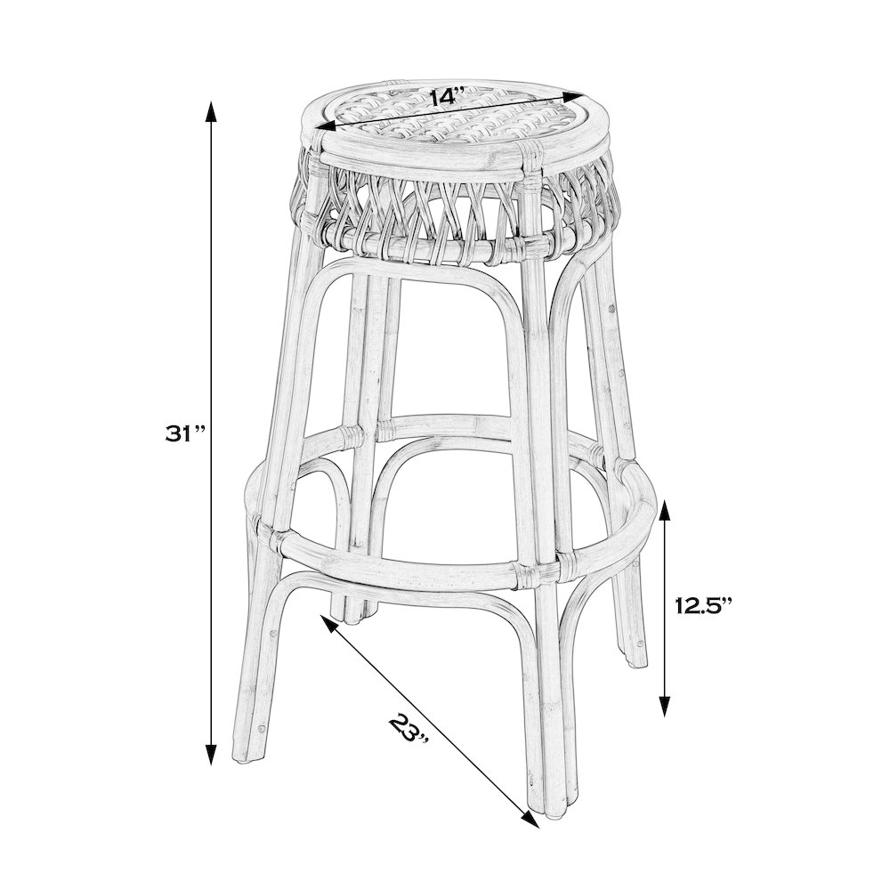 Antigua 30.5" Seat Height Round Rattan Bar Stool, Natural. Picture 2