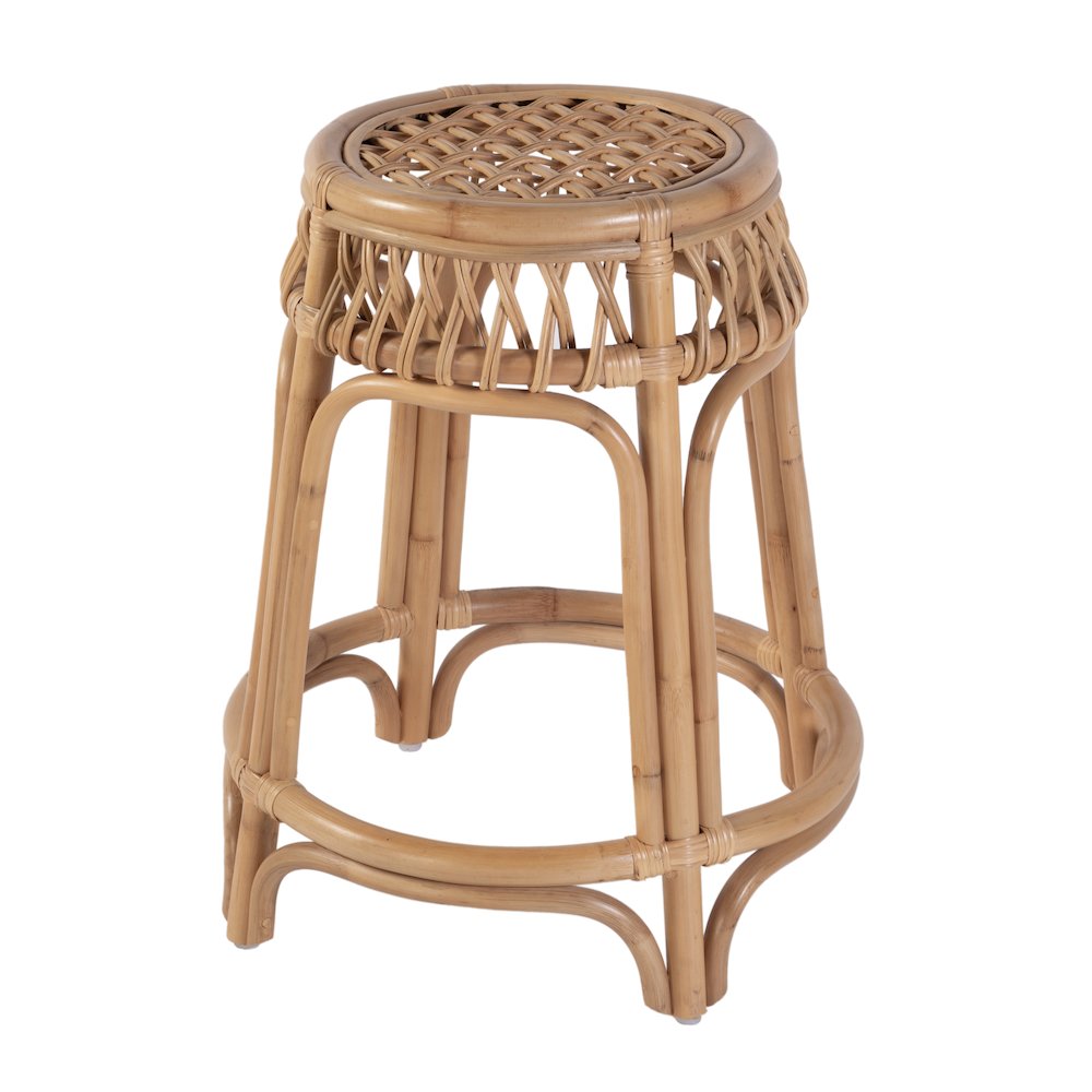 Antigua 24.75" Seat Height Round Rattan Counter Stool, Natural. Picture 1