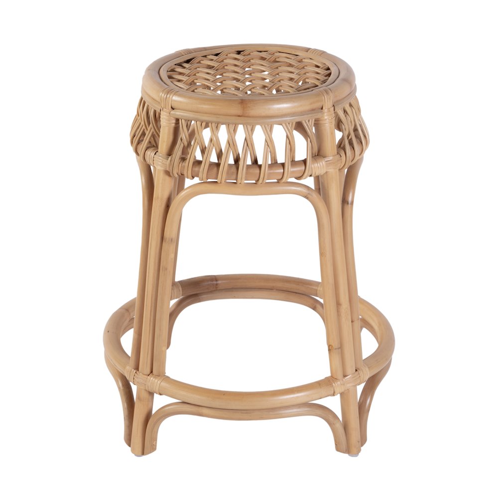 Antigua 24.75" Seat Height Round Rattan Counter Stool, Natural. Picture 3