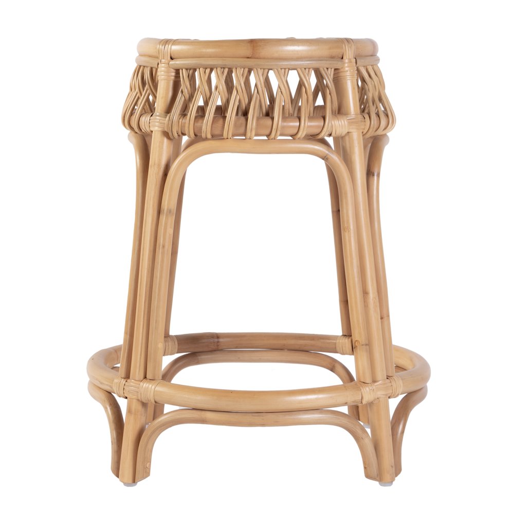 Antigua 24.75" Seat Height Round Rattan Counter Stool, Natural. Picture 4