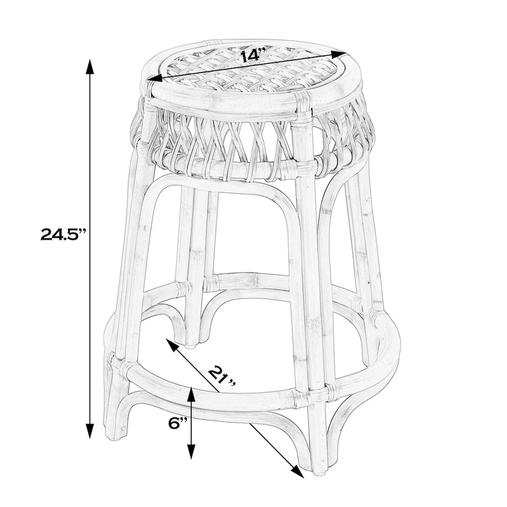 Antigua 24.75" Seat Height Round Rattan Counter Stool, Natural. Picture 2