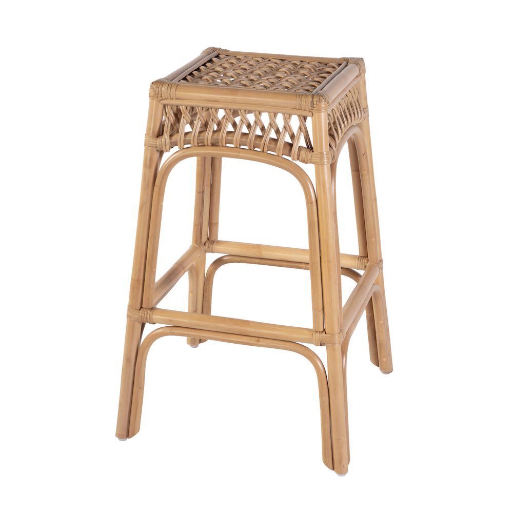 Antigua 30.25 in. Seat Height Square Rattan Bar Stool, Natural. Picture 1
