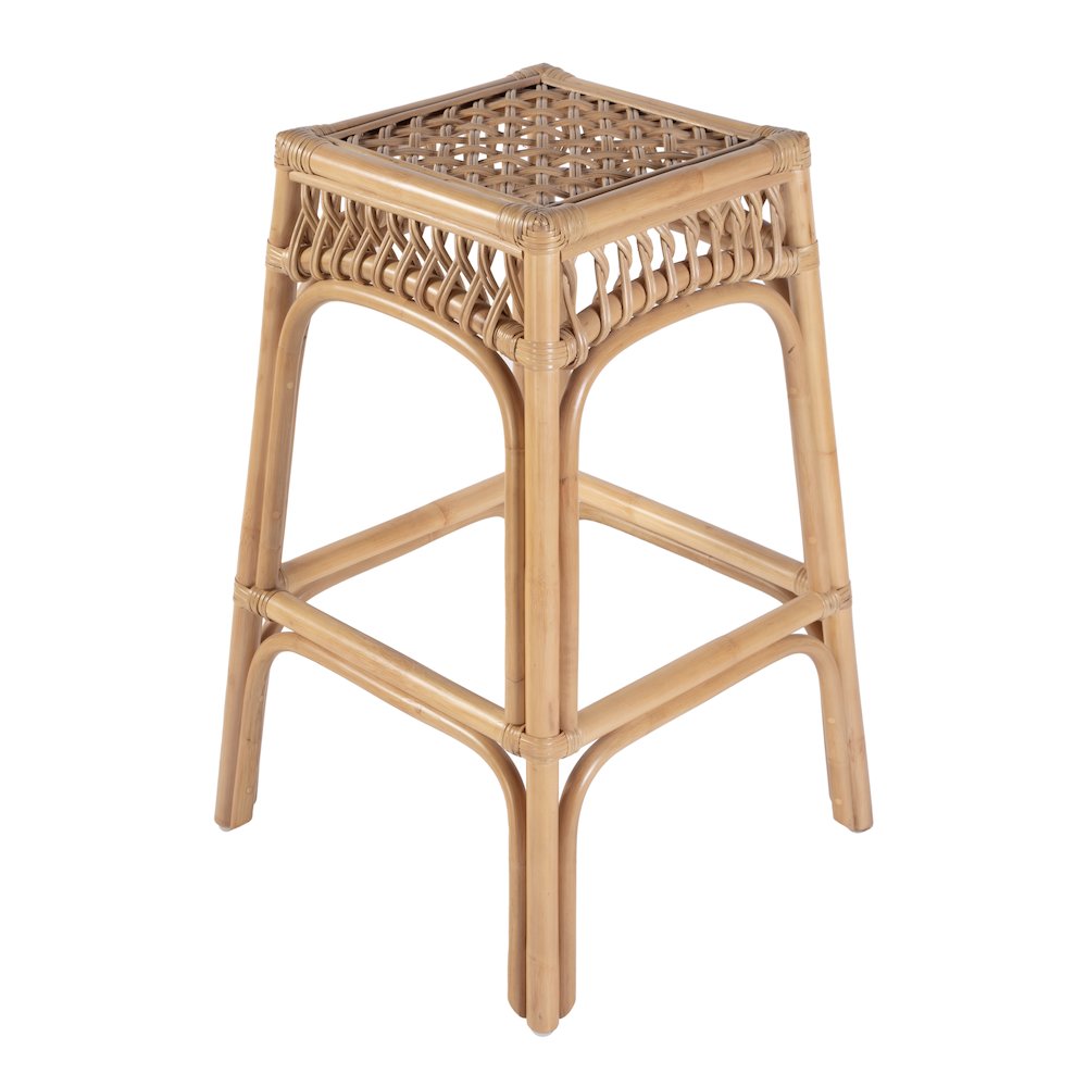 Antigua 30.25 in. Seat Height Square Rattan Bar Stool, Natural. Picture 4