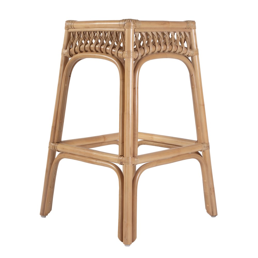 Antigua 30.25 in. Seat Height Square Rattan Bar Stool, Natural. Picture 5