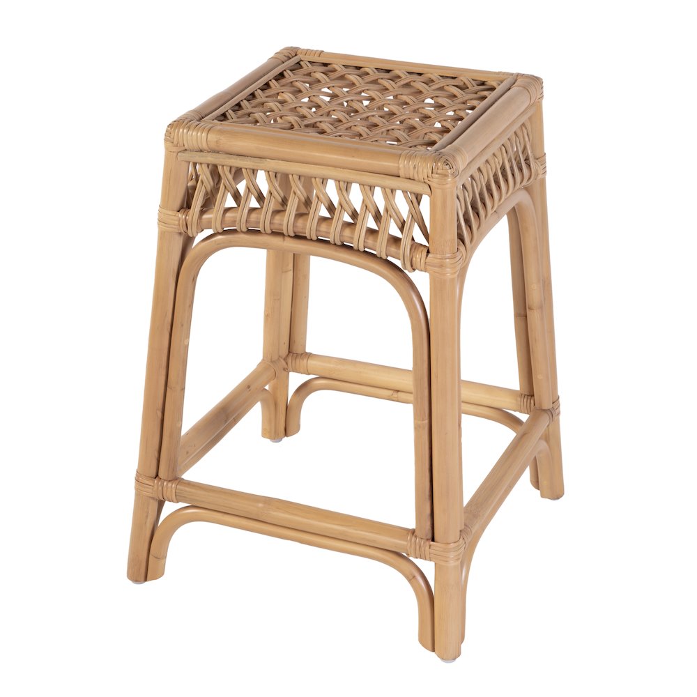 Antigua 24.75 in. Seat Height Square Rattan Count Stool, Natural. Picture 1