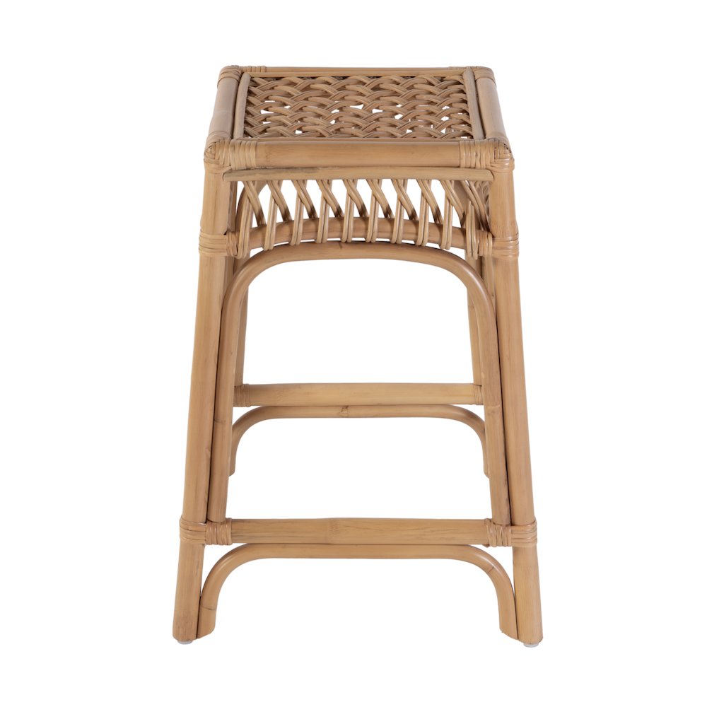 Antigua 24.75 in. Seat Height Square Rattan Count Stool, Natural. Picture 3