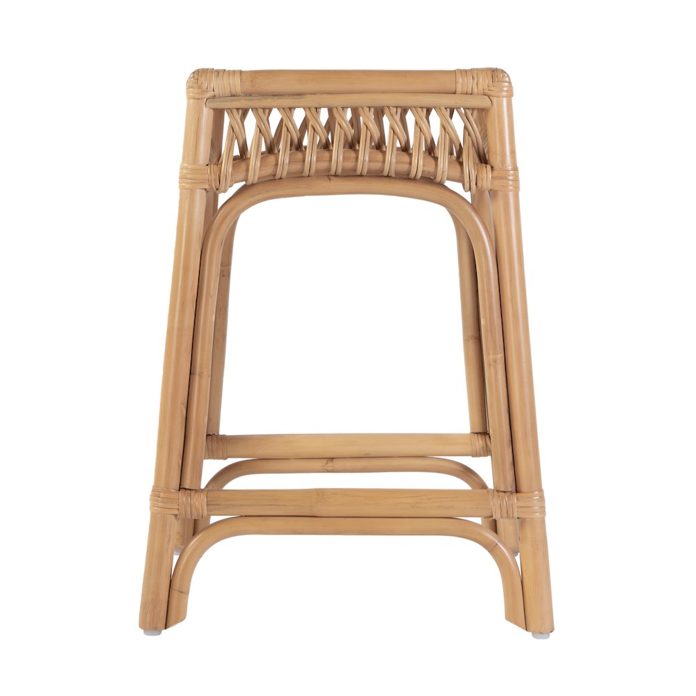 Antigua 24.75 in. Seat Height Square Rattan Count Stool, Natural. Picture 4