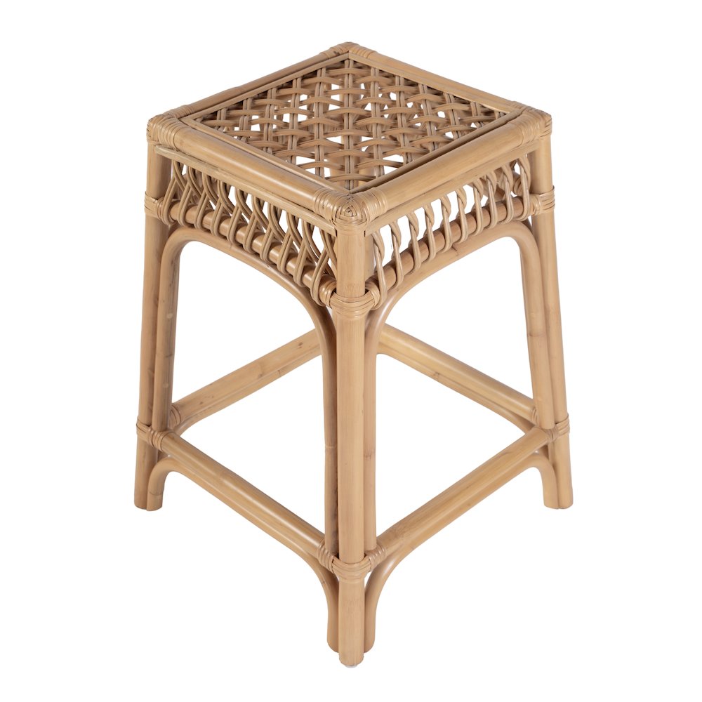 Antigua 24.75 in. Seat Height Square Rattan Count Stool, Natural. Picture 5