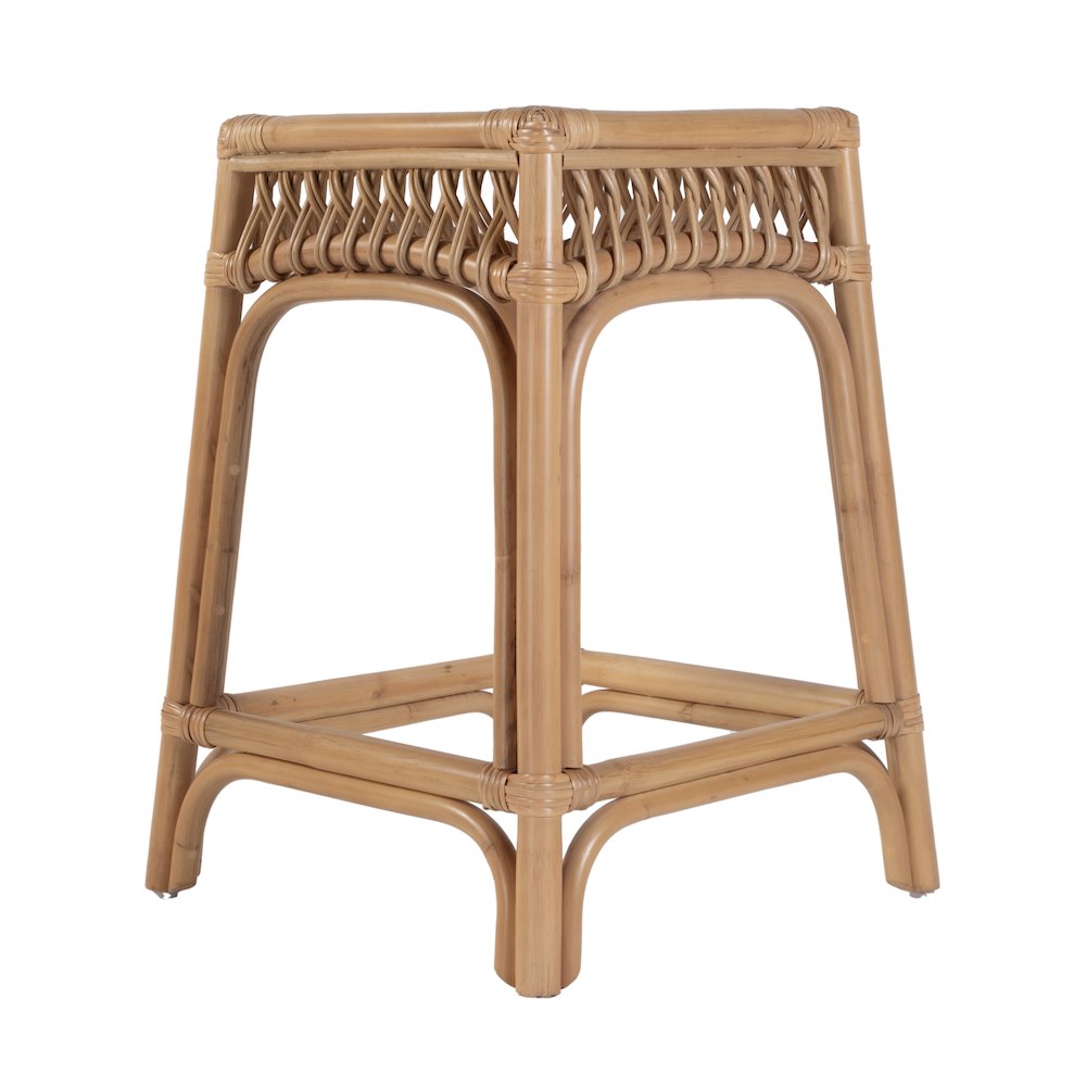 Antigua 24.75 in. Seat Height Square Rattan Count Stool, Natural. Picture 6