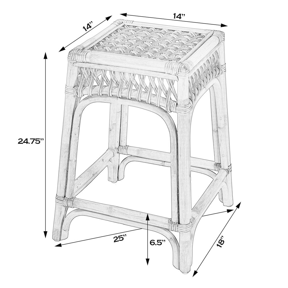Antigua 24.75 in. Seat Height Square Rattan Count Stool, Natural. Picture 2