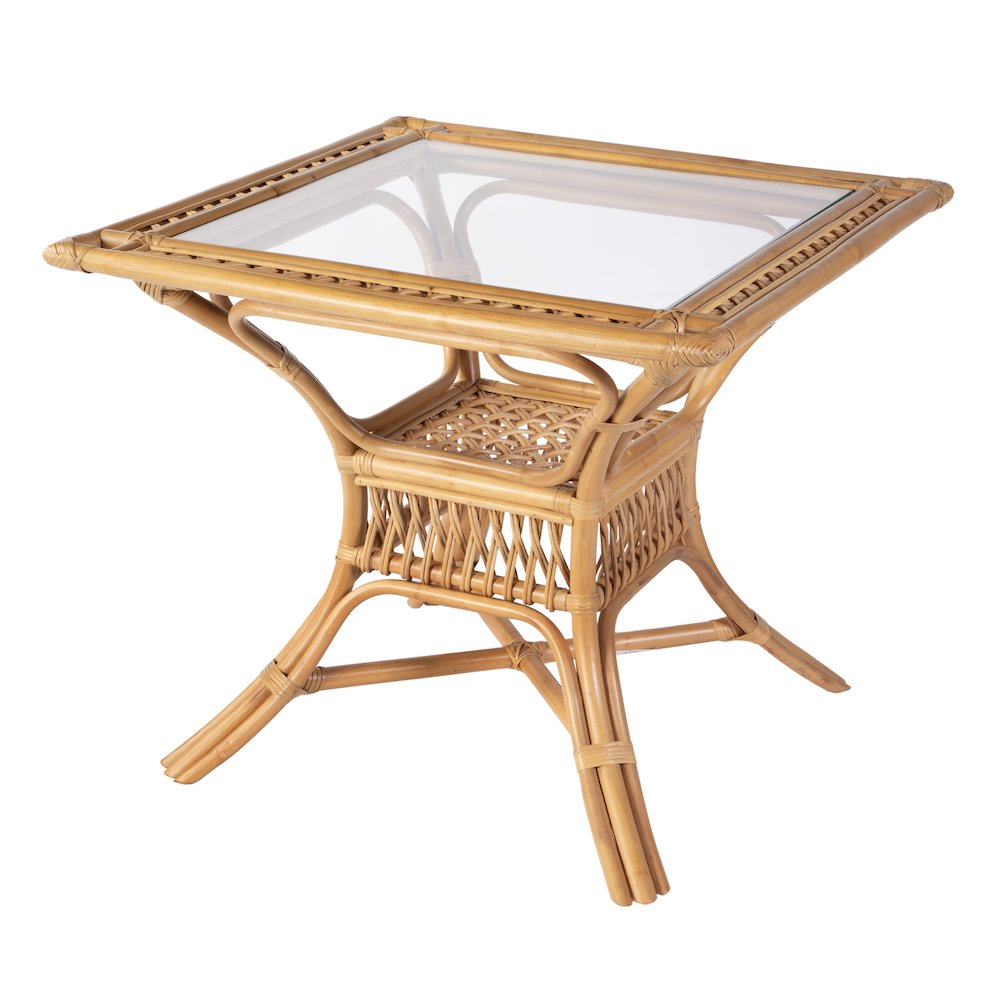 Antigua 34.25 in. W Square Rattan Dining Table, Natural. Picture 1