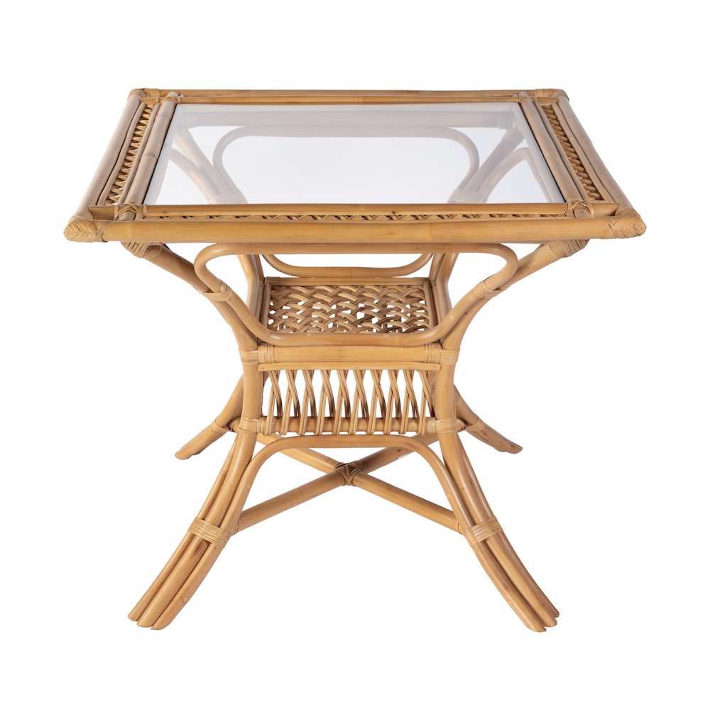 Antigua 34.25 in. W Square Rattan Dining Table, Natural. Picture 3