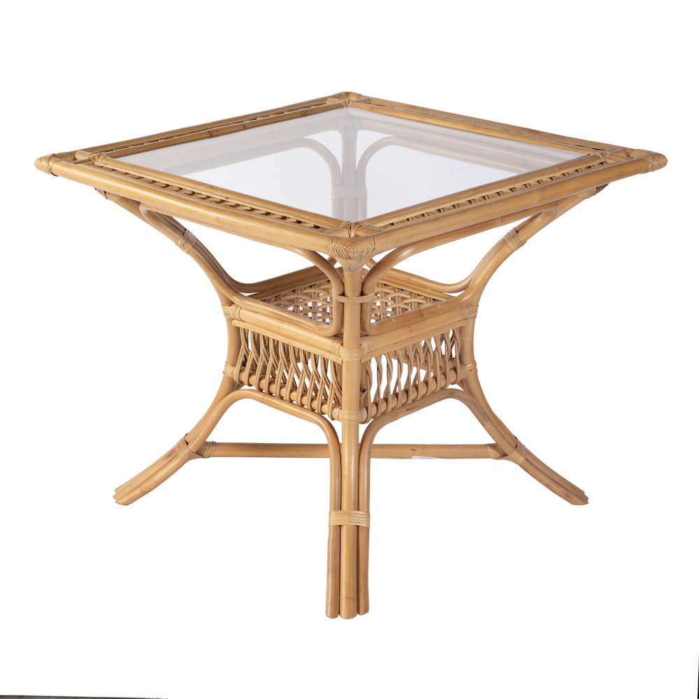 Antigua 34.25 in. W Square Rattan Dining Table, Natural. Picture 5