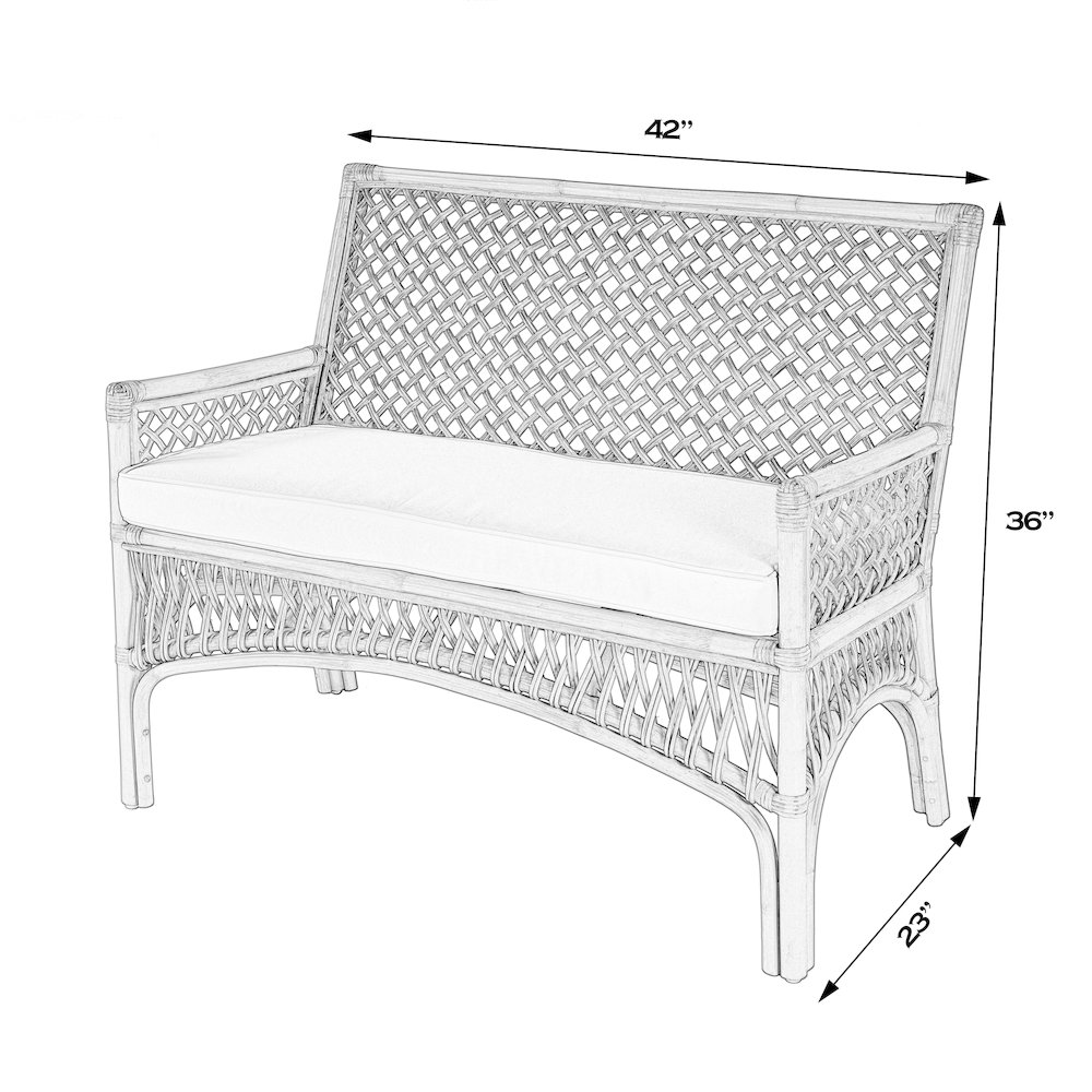 Antigua 42 in. W Rectangular Rattan Dining Bench, Natural. Picture 2