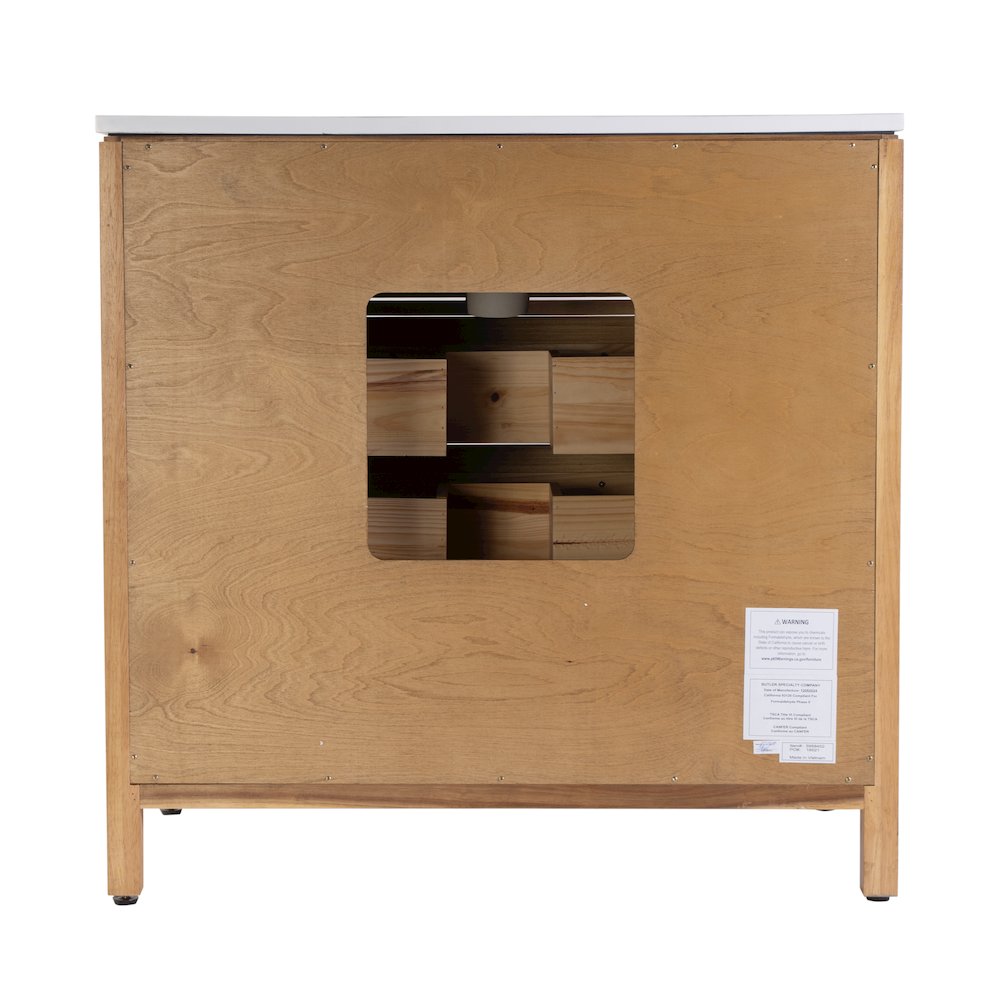 Nora 36 in W Quartz Top Single Sink Bathroom Vanity Set, Natural. Picture 7