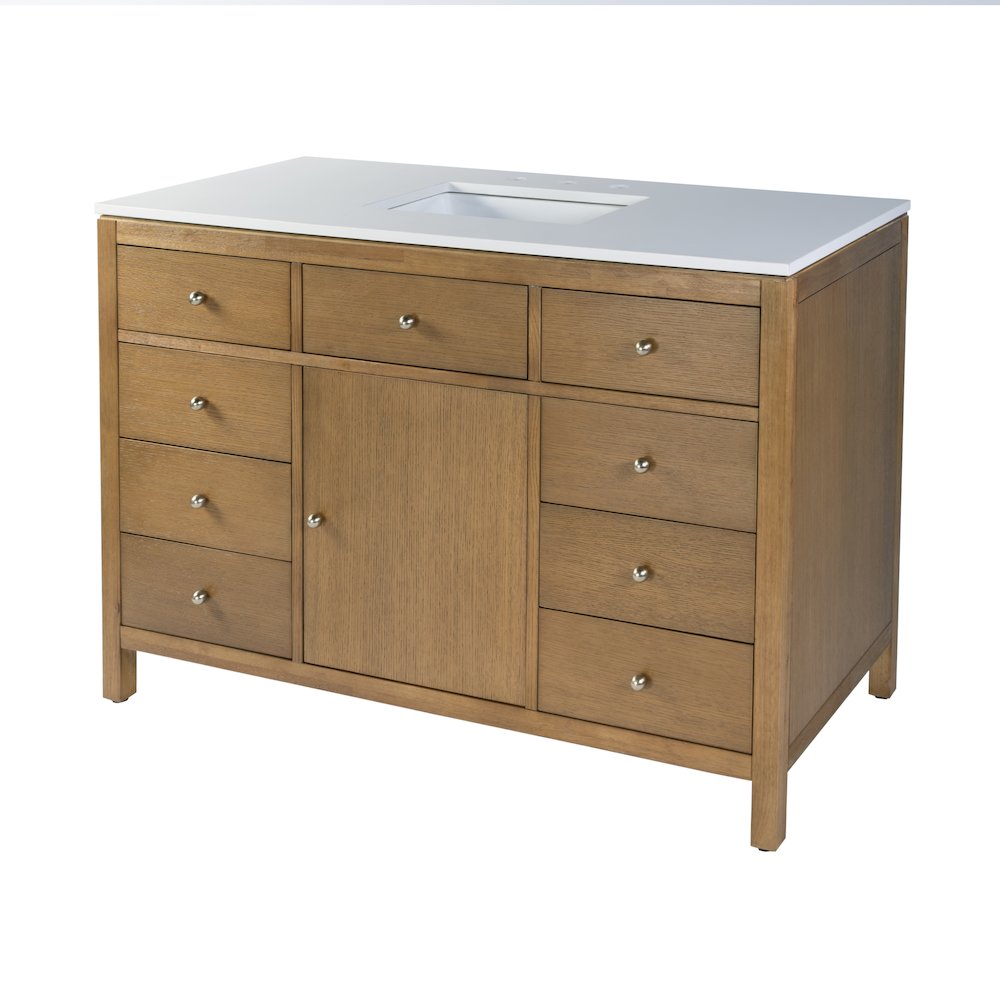 Nora 48 in. W Quartz Single Sink Bathroom Vanity Set, Natural. Picture 1