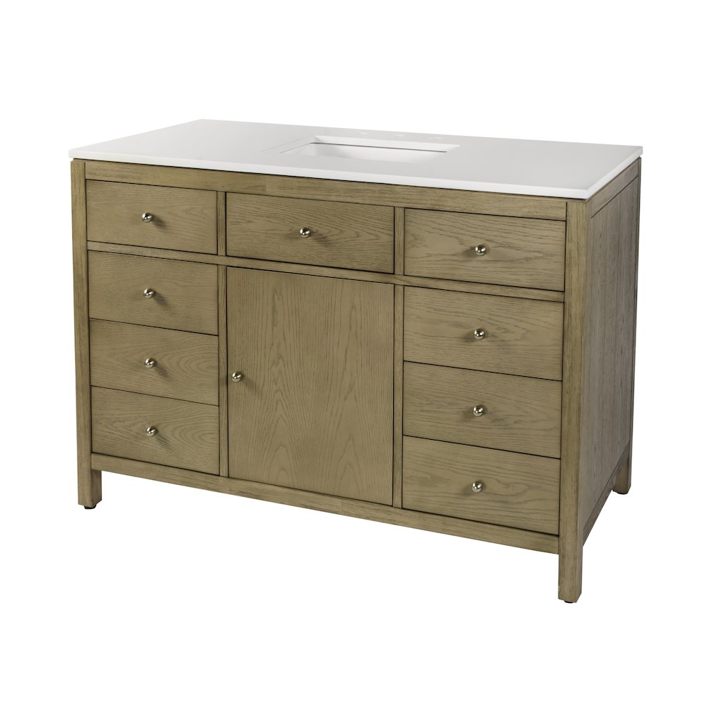 Nora 48 in. W Quartz Single Sink Bathroom Vanity Set, Light Brown. Picture 1