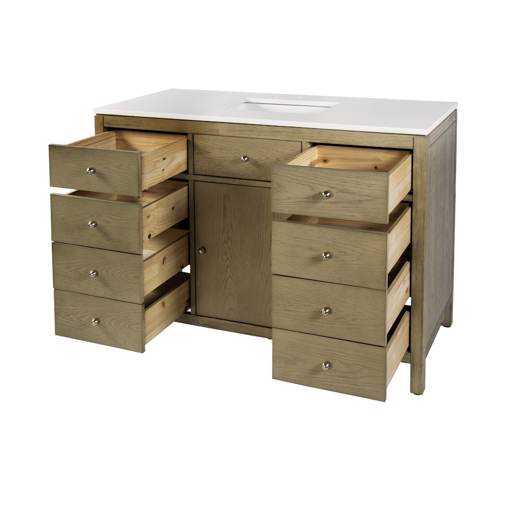 Nora 48 in. W Quartz Single Sink Bathroom Vanity Set, Light Brown. Picture 2