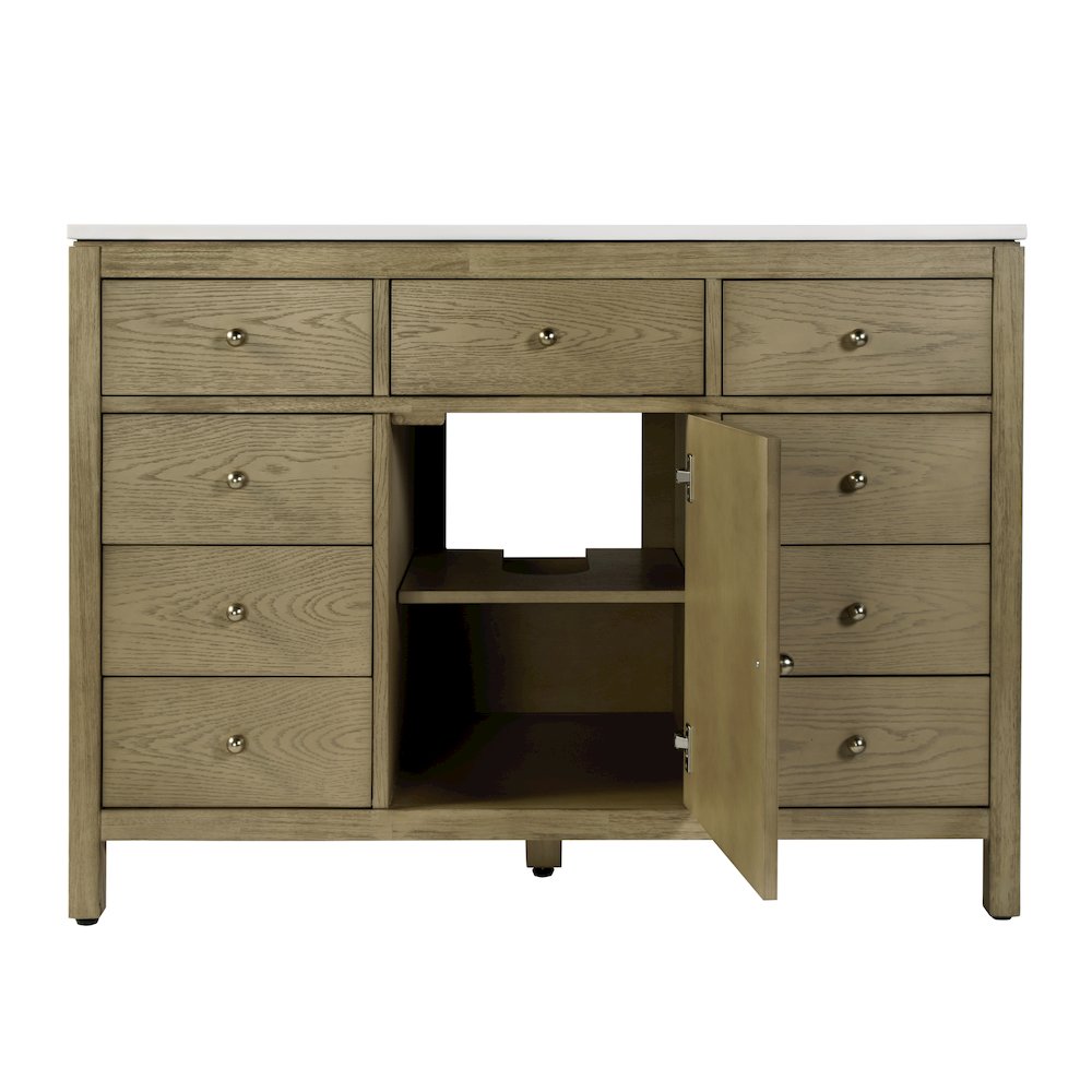 Nora 48 in. W Quartz Single Sink Bathroom Vanity Set, Light Brown. Picture 3