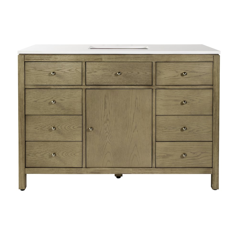 Nora 48 in. W Quartz Single Sink Bathroom Vanity Set, Light Brown. Picture 4