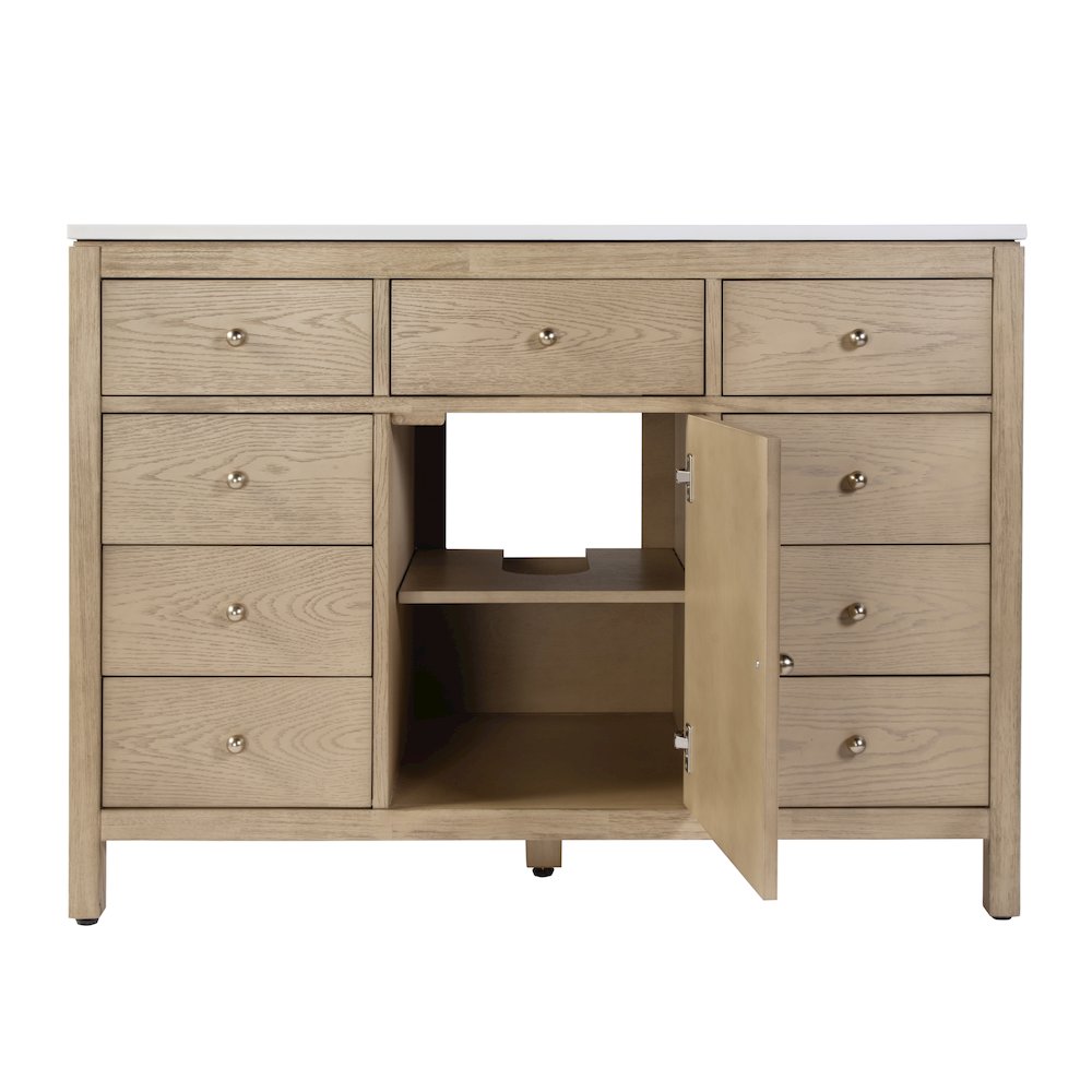 Nora 48 in. W Quartz Single Sink Bathroom Vanity Set, Light Brown. Picture 5