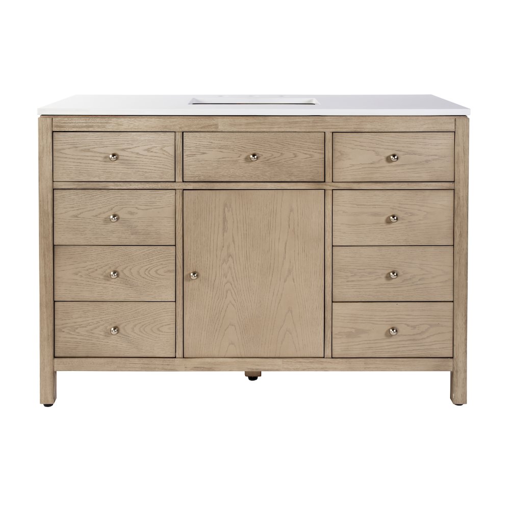 Nora 48 in. W Quartz Single Sink Bathroom Vanity Set, Light Brown. Picture 6