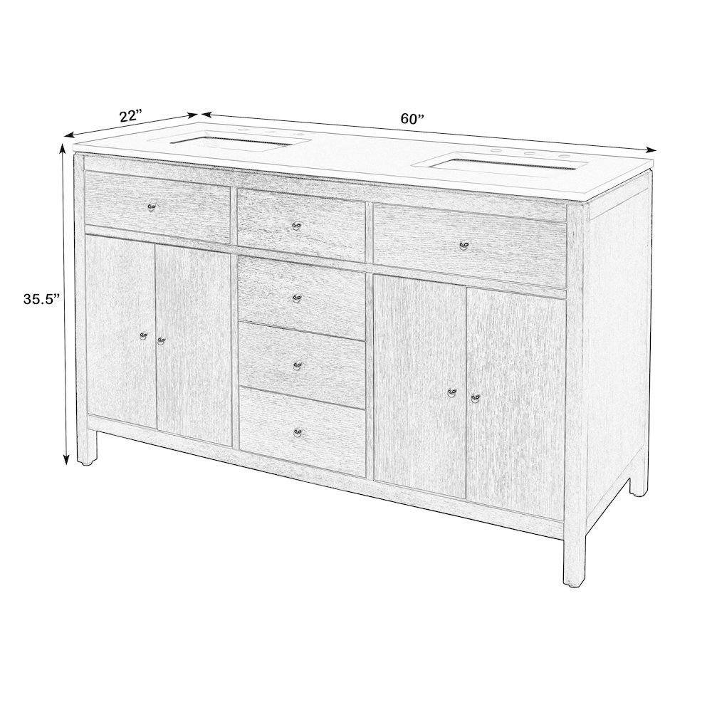 Nora 60 in. W Quartz Single Sink Bathroom Vanity Set, Light Brown. Picture 3