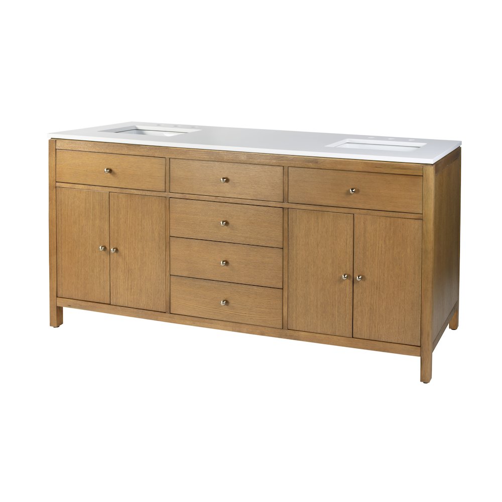Nora 72 in. W Quartz Double Sink Bathroom Vanity Set, Natural. Picture 1