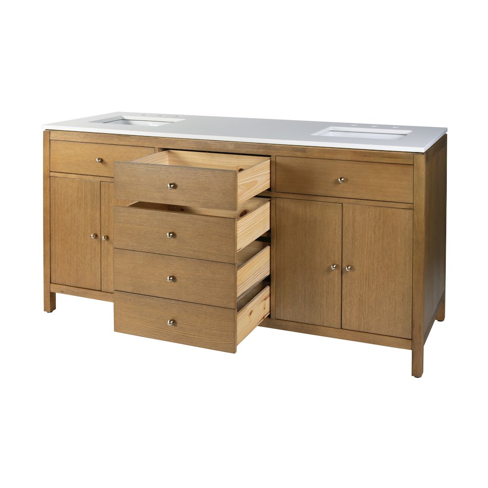 Nora 72 in. W Quartz Double Sink Bathroom Vanity Set, Natural. Picture 4