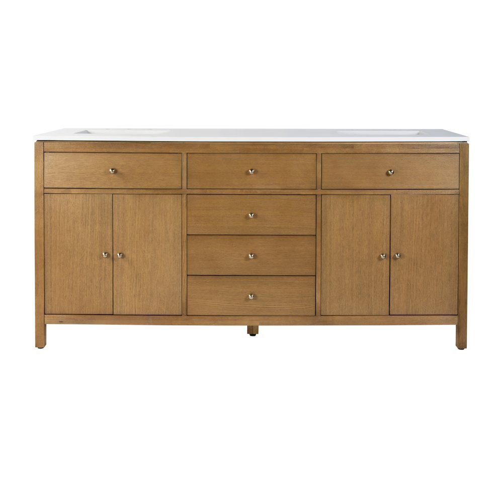 Nora 72 in. W Quartz Double Sink Bathroom Vanity Set, Natural. Picture 5