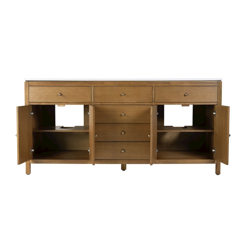 Nora 72 in. W Quartz Double Sink Bathroom Vanity Set, Natural. Picture 6