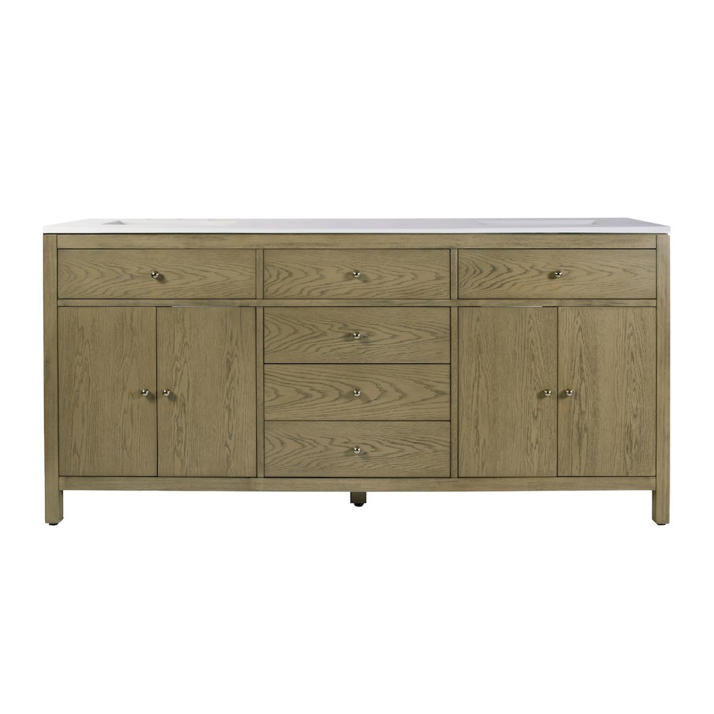 Nora 72 in. W Quartz Double Sink Bathroom Vanity Set, Light Brown. Picture 3
