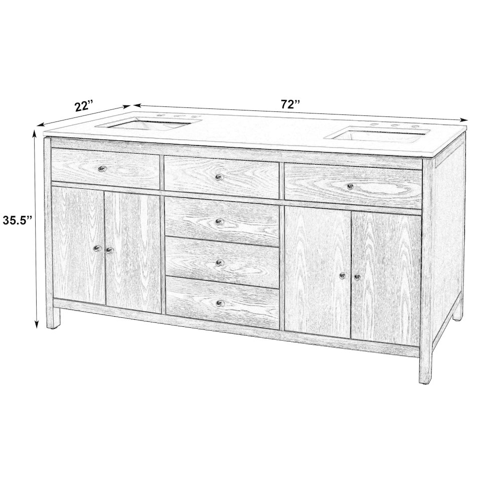Nora 72 in. W Quartz Double Sink Bathroom Vanity Set, Light Brown. Picture 3