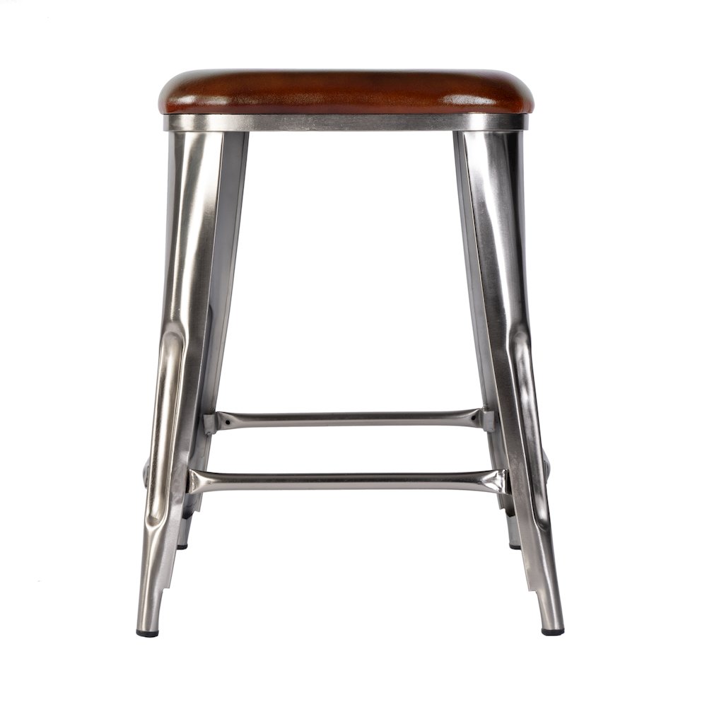 Eastham 24.75 in Seat Height Iron Counter Stool, Brown, Silver. Picture 4